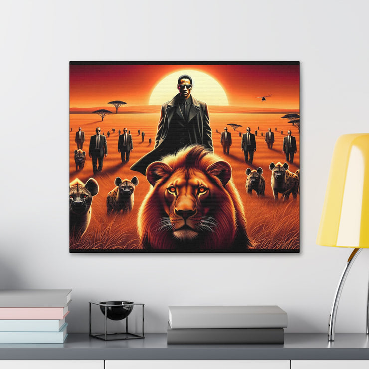 Guardians of the Realm: Lion and the Protector - Abstract AI Art Print