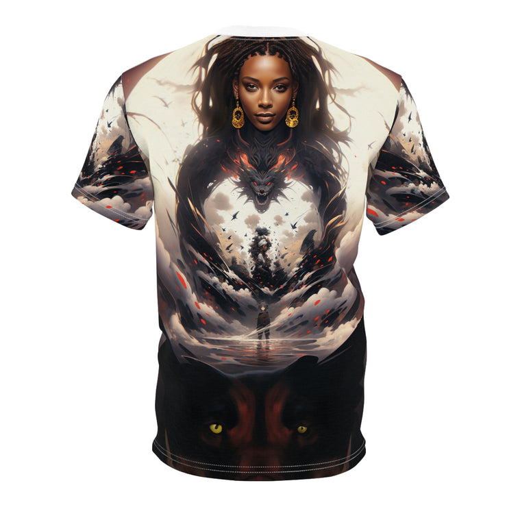 Afro Future Woman and Panther Unisex Cut & Sew Tee (AOP)