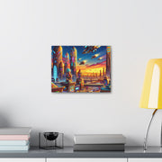 Dusk in the Afrofuturistic Metropolis - Vibrant Wall Art