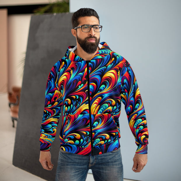 Psychedelic Swirl Zip Hoodie(AOP)