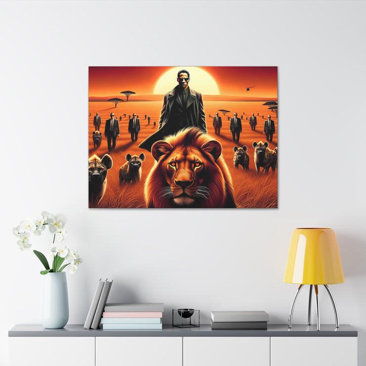 Guardians of the Realm: Lion and the Protector - Abstract AI Art Print