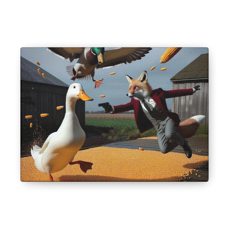 Harvest Heroics: The Dapper Fox & His Corn-Seed Quest - Whimsical Farm Art Print