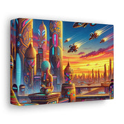 Dusk in the Afrofuturistic Metropolis - Vibrant Wall Art