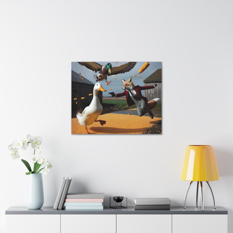 Harvest Heroics: The Dapper Fox & His Corn-Seed Quest - Whimsical Farm Art Print