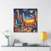 Dusk in the Afrofuturistic Metropolis - Vibrant Wall Art