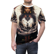 Afro Future Woman and Panther Unisex Cut & Sew Tee (AOP)