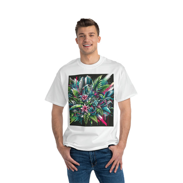 Urban Jungle Fusion: Graffiti & Nature Unisex Tee