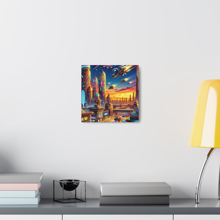 Dusk in the Afrofuturistic Metropolis - Vibrant Wall Art