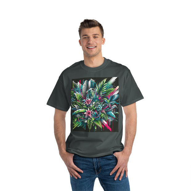 Urban Jungle Fusion: Graffiti & Nature Unisex Tee