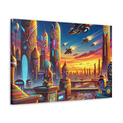 Dusk in the Afrofuturistic Metropolis - Vibrant Wall Art