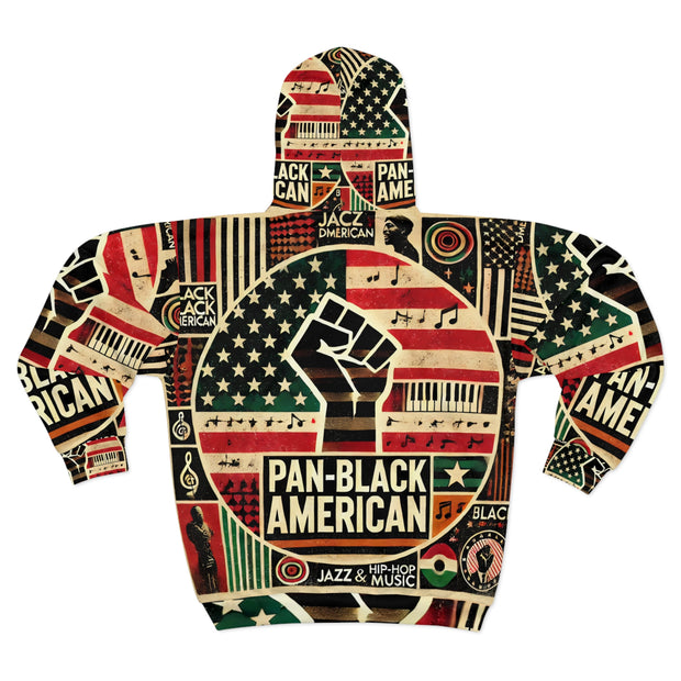 Pan-Black American Pride AOP Zip-Up Hoodie – Bold Statement for Unity & Heritage