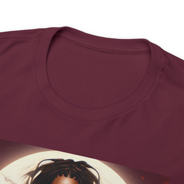 Afro Futuristic Woman and Panther Unisex Heavy Cotton Tee