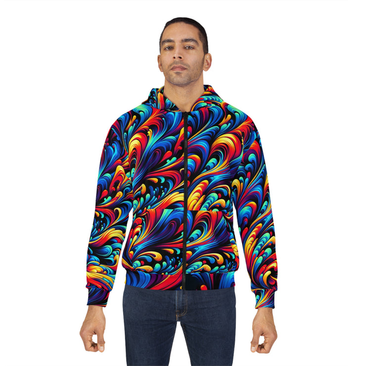 Psychedelic Swirl Zip Hoodie(AOP)