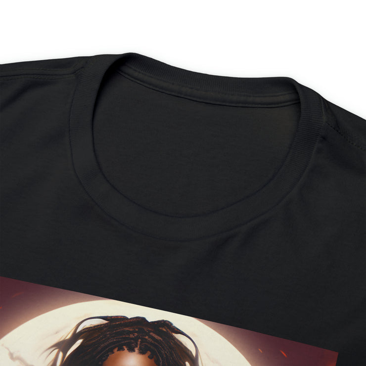 Afro Futuristic Woman and Panther Unisex Heavy Cotton Tee