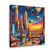 Dusk in the Afrofuturistic Metropolis - Vibrant Wall Art