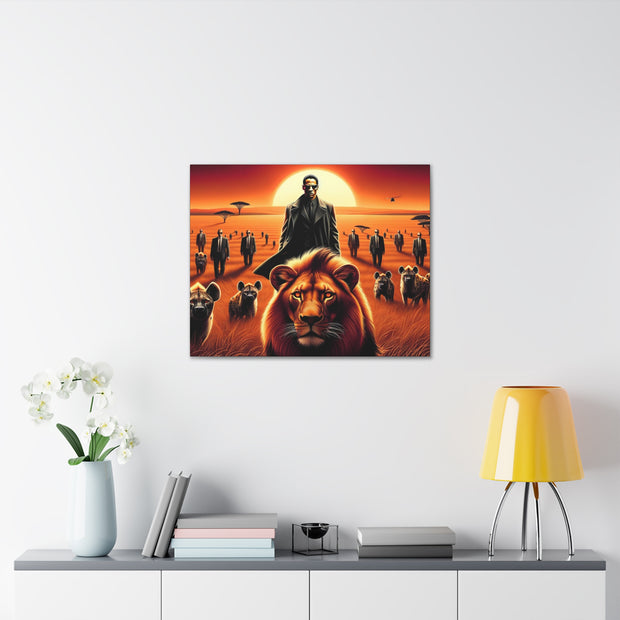 Guardians of the Realm: Lion and the Protector - Abstract AI Art Print