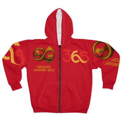 FBA Economy: 365 Strong Zip-Up Hoodie | Circulate. Empower. Build. -Red