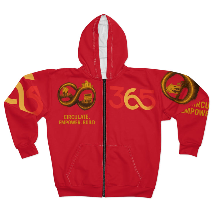 FBA Economy: 365 Strong Zip-Up Hoodie | Circulate. Empower. Build. -Red