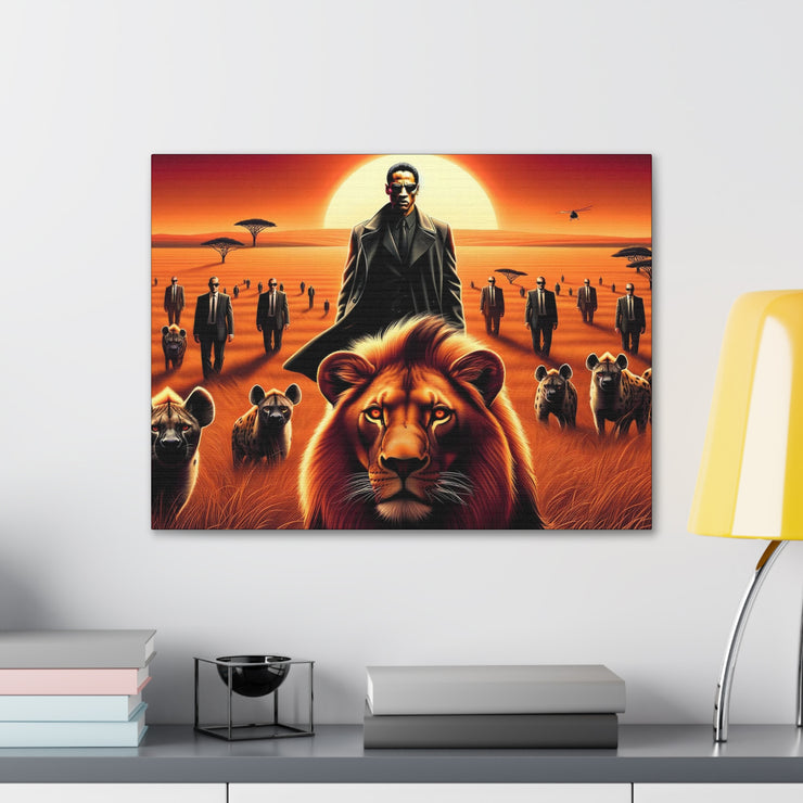 Guardians of the Realm: Lion and the Protector - Abstract AI Art Print