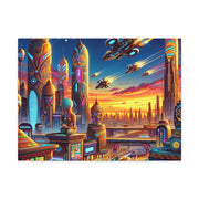 Dusk in the Afrofuturistic Metropolis - Vibrant Wall Art