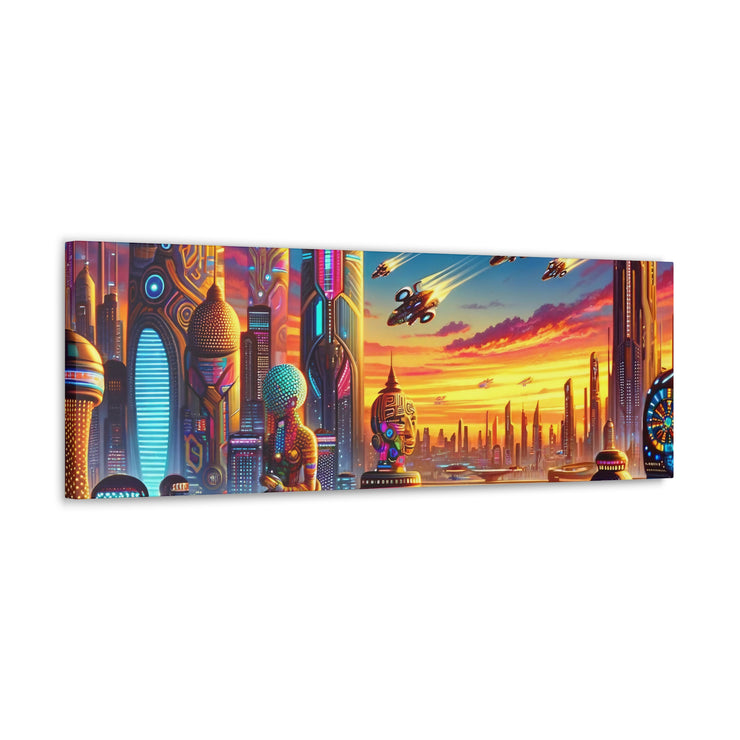 Dusk in the Afrofuturistic Metropolis - Vibrant Wall Art