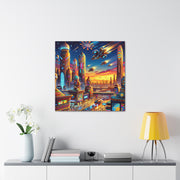 Dusk in the Afrofuturistic Metropolis - Vibrant Wall Art