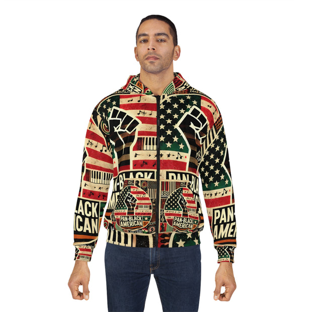 Pan-Black American Pride AOP Zip-Up Hoodie – Bold Statement for Unity & Heritage