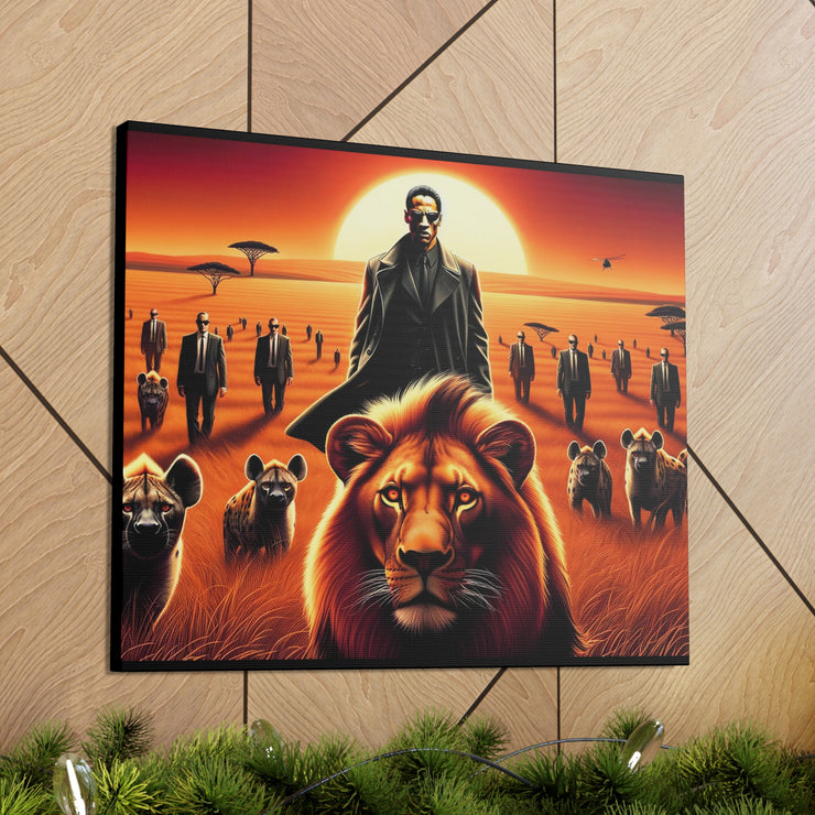 Guardians of the Realm: Lion and the Protector - Abstract AI Art Print