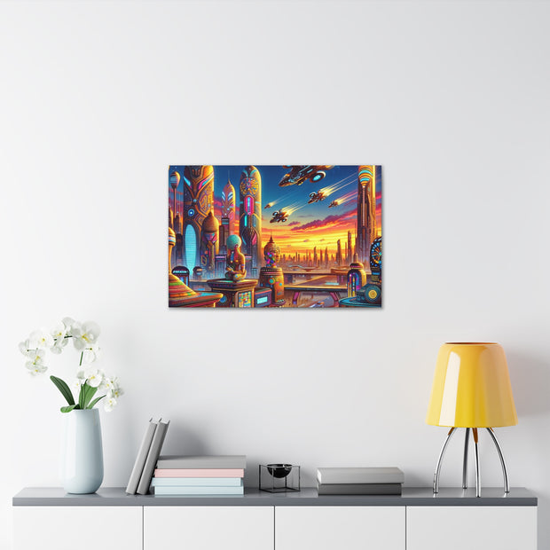 Dusk in the Afrofuturistic Metropolis - Vibrant Wall Art