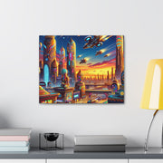 Dusk in the Afrofuturistic Metropolis - Vibrant Wall Art