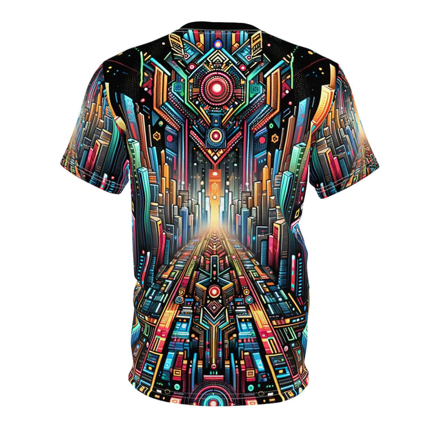 Afrofuturistuc Cybernetic Odyssey Tee Unisex Cut & Sew Tee (AOP)