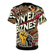 Lyn'ej Bizzness AOP T-Shirt – All-Over Print Celebrating Black American Culture