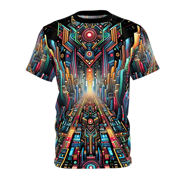 Afrofuturistuc Cybernetic Odyssey Tee Unisex Cut & Sew Tee (AOP)