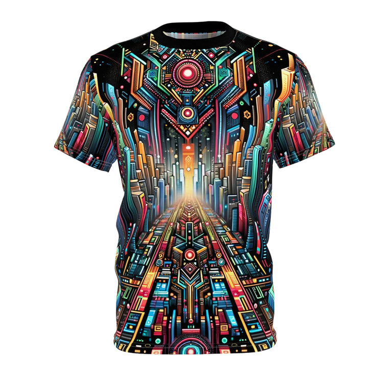 Afrofuturistuc Cybernetic Odyssey Tee Unisex Cut & Sew Tee (AOP)