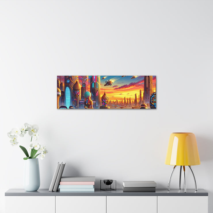 Dusk in the Afrofuturistic Metropolis - Vibrant Wall Art