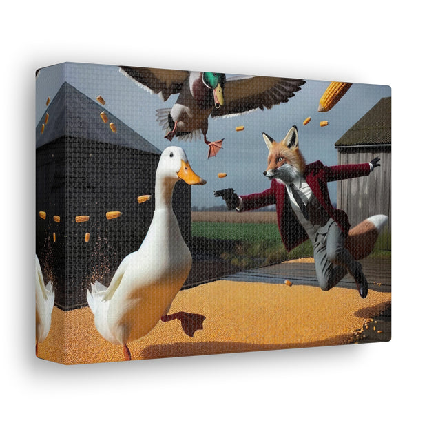 Harvest Heroics: The Dapper Fox & His Corn-Seed Quest - Whimsical Farm Art Print