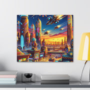 Dusk in the Afrofuturistic Metropolis - Vibrant Wall Art