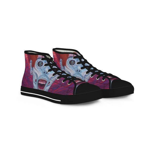 Surreal Vision: Enigmatic Eyes High-Top Sneakers"