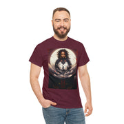 Afro Futuristic Woman and Panther Unisex Heavy Cotton Tee