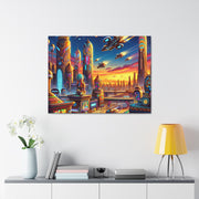 Dusk in the Afrofuturistic Metropolis - Vibrant Wall Art