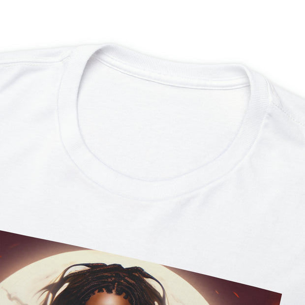 Afro Futuristic Woman and Panther Unisex Heavy Cotton Tee