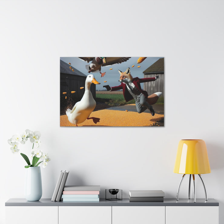 Harvest Heroics: The Dapper Fox & His Corn-Seed Quest - Whimsical Farm Art Print