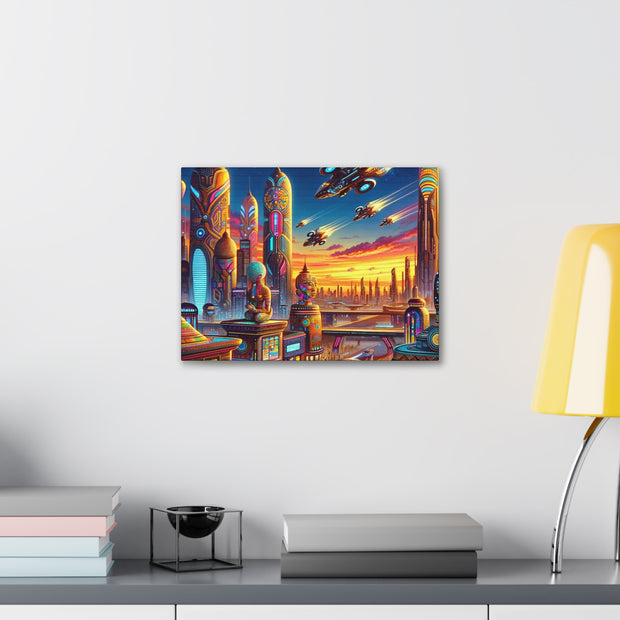 Dusk in the Afrofuturistic Metropolis - Vibrant Wall Art