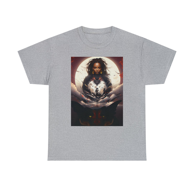 Afro Futuristic Woman and Panther Unisex Heavy Cotton Tee