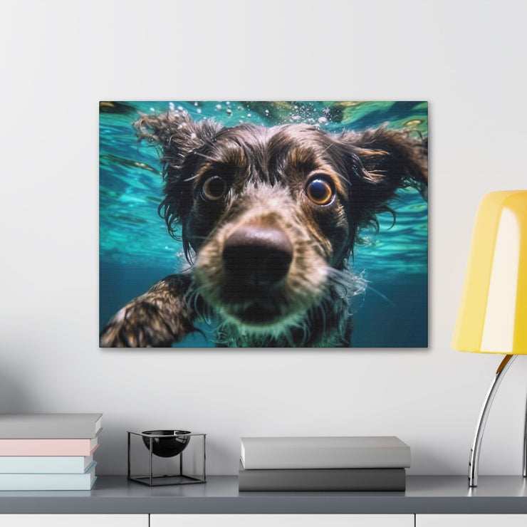 Terreir Dog face in Water Canvas Gallery Wraps