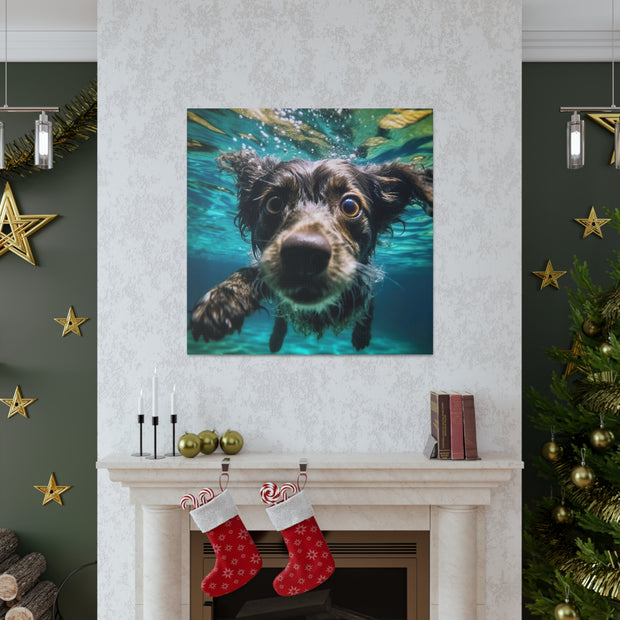 Terreir Dog face in Water Canvas Gallery Wraps