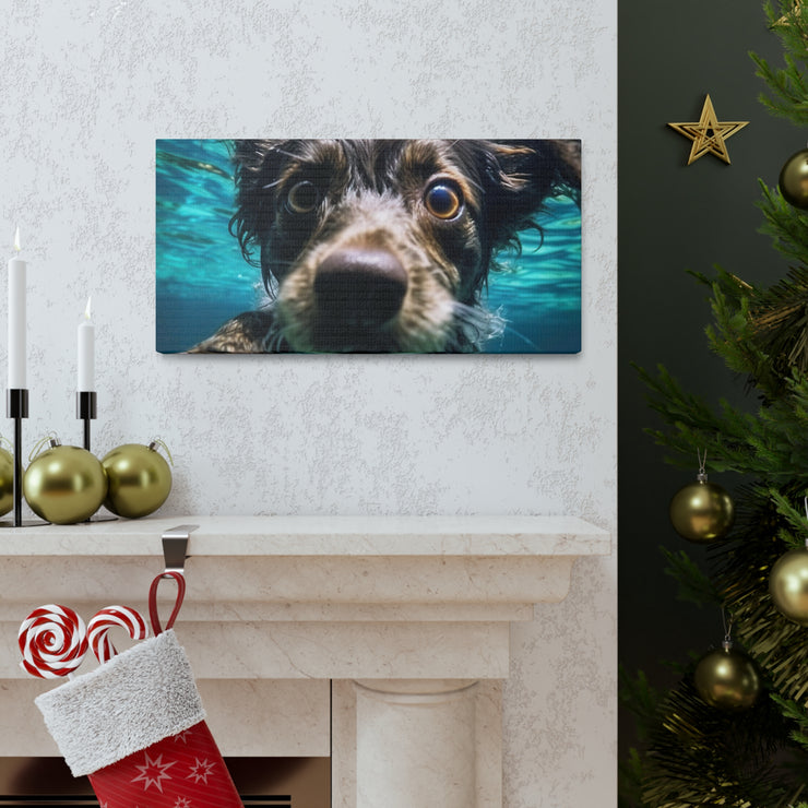 Terreir Dog face in Water Canvas Gallery Wraps