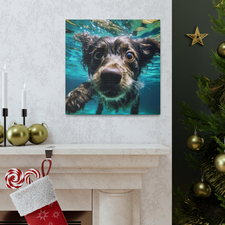 Terreir Dog face in Water Canvas Gallery Wraps