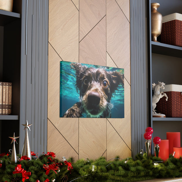 Terreir Dog face in Water Canvas Gallery Wraps