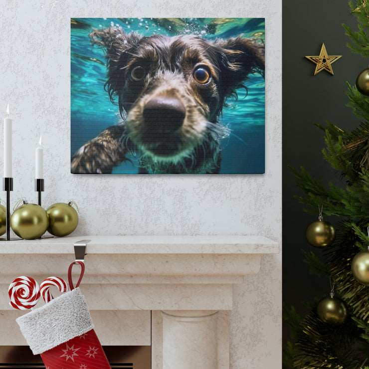 Terreir Dog face in Water Canvas Gallery Wraps